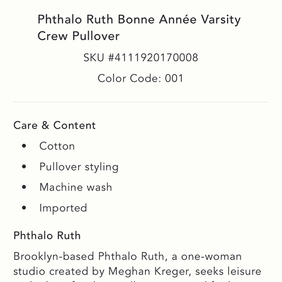Anthropologies Phthalo Ruth Bonne Annee Varsity crew pullover - Picture 8 of 8